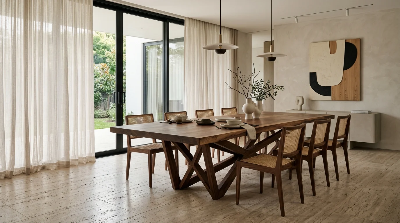 Handcrafted solid walnut dining table artisanal Turkish woodworking