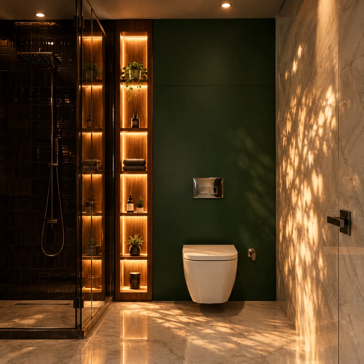 Lüks ebeveyn banyo masif ahşap niş raf sistemi